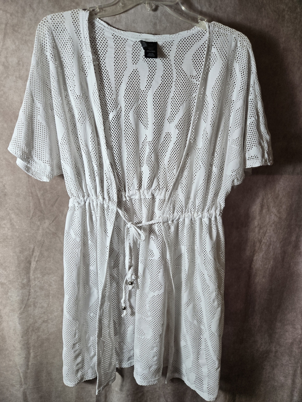 Women’s White Mesh Cover-Up Tunic - Lightweight Beach Wrap